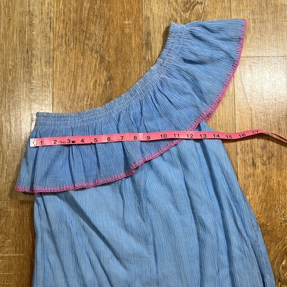Lilly Pulitzer Emmaline One Shoulder Mini Dress XS Blue Pink Lined EUC - Picture 9 of 13